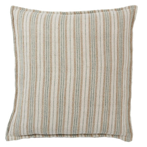 Jaipur Living Jaipur Living Lucien Linen Lumbar Pillow Earthy Stripe Poly Insert for Rooms Cream / Mint 20" Square Down PLW103939