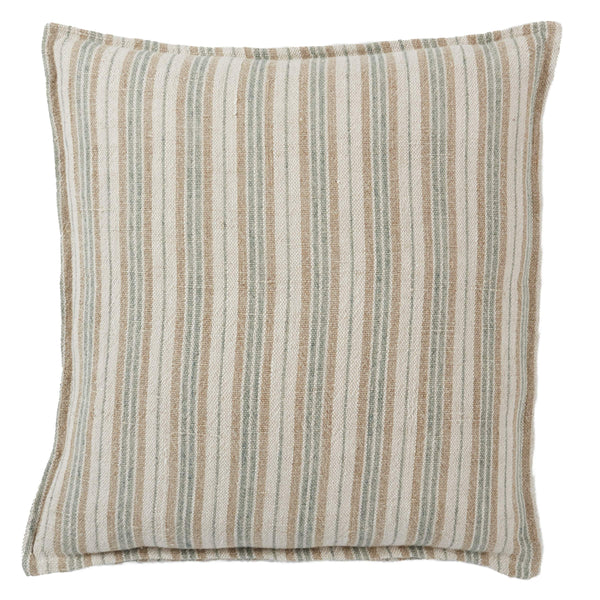 Jaipur Living Jaipur Living Lucien Linen Lumbar Pillow Earthy Stripe Poly Insert for Rooms Cream / Mint 20" Square Down PLW103939