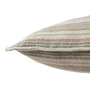 Jaipur Living Jaipur Living Tanzy Linen Lumbar Pillow Cover Earthy Stripe Reversible Woven Texture Cream / Mint 20" Square PLC102572