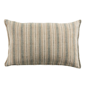 Jaipur Living Jaipur Living Lucien Linen Lumbar Pillow Earthy Stripe Poly Insert for Rooms Cream / Mint 13"X21" Lumbar Down PLW103938