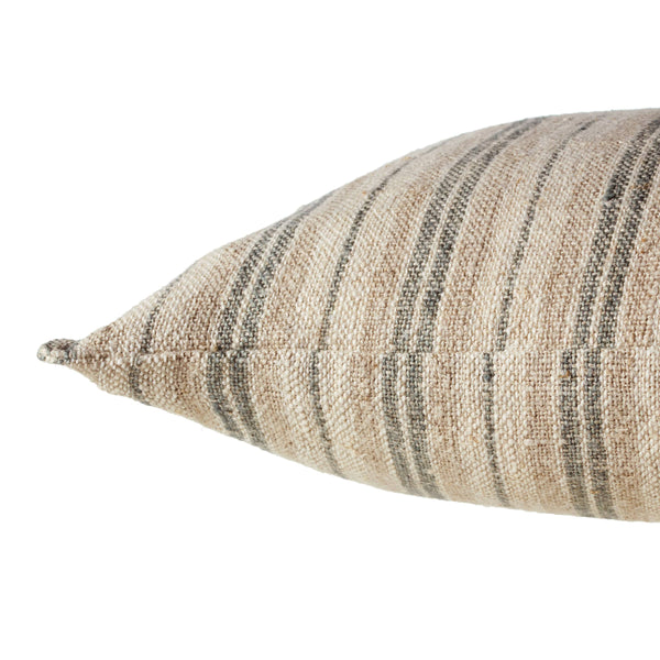 Jaipur Living Jaipur Living Tanzy Linen Lumbar Pillow Cover Earthy Stripe Reversible Woven Texture Cream / Mint 13"X21" Lumbar PLC102571