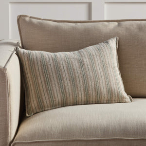 Jaipur Living Jaipur Living Tanzy Linen Lumbar Pillow Cover Earthy Stripe Reversible Woven Texture Cream / Mint 13"X21" Lumbar PLC102571