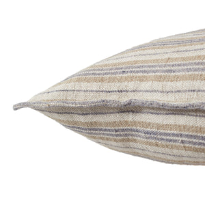 Jaipur Living Jaipur Living Lucien Linen Lumbar Pillow Earthy Stripe Poly Insert for Rooms Cream / Gray 20" Square Down PLW103941