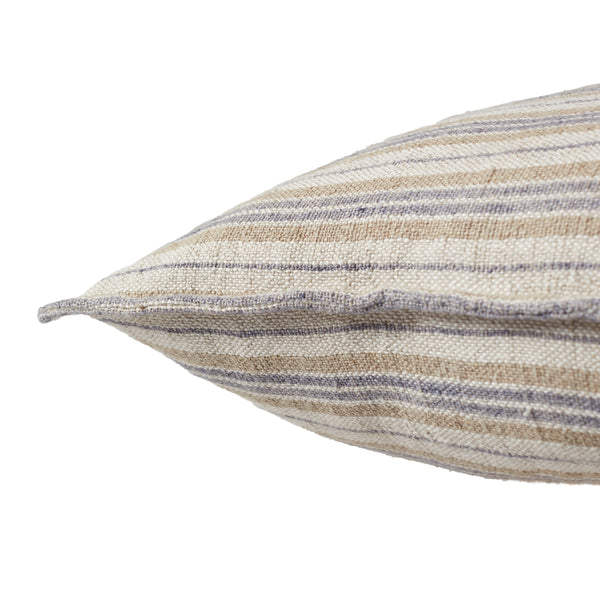 Jaipur Living Jaipur Living Lucien Linen Lumbar Pillow Earthy Stripe Poly Insert for Rooms Cream / Gray 20" Square Down PLW103941