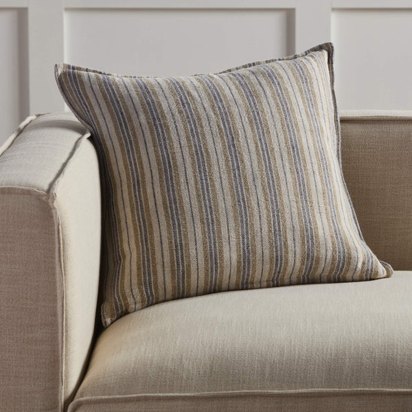 Jaipur Living Jaipur Living Tanzy Linen Lumbar Pillow Cover Earthy Stripe Reversible Woven Texture Cream / Gray 20" Square PLC102574