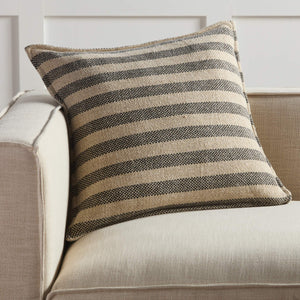 Jaipur Living Jaipur Living Striped Cotton Throw Pillow Cover Bohemian Beige Black Reversible PLC102566