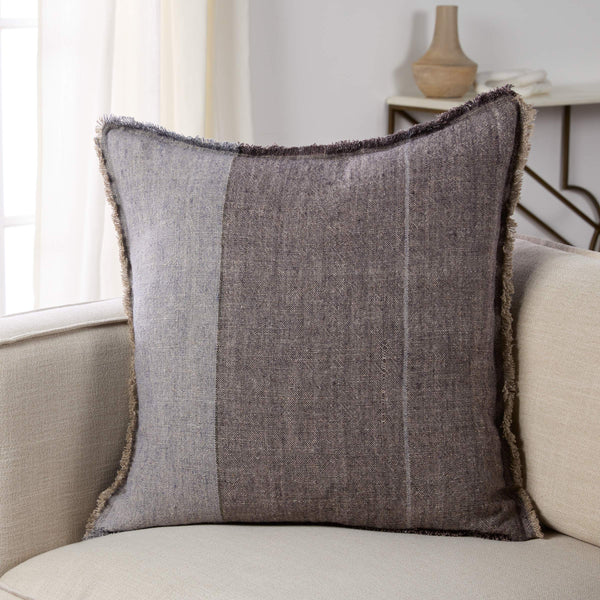 Jaipur Living Jaipur Living Morrigan Linen Striped Throw Pillow with Fringe Trim for Earthy Interiors 24" Square Poly Fill PLW104007