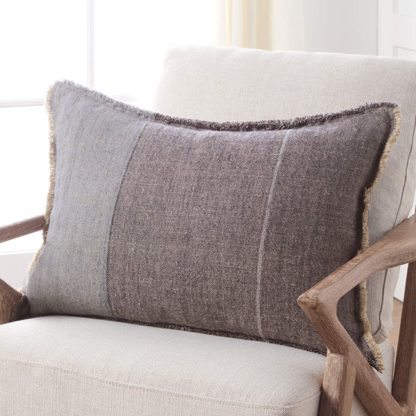 Jaipur Living Jaipur Living Morrigan Linen Striped Throw Pillow with Fringe Trim for Earthy Interiors 16"x24" Lumbar Down PLW104008