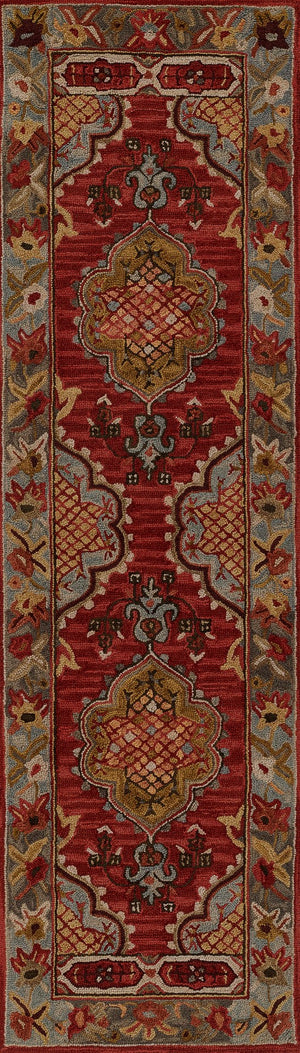 Momeni Tangier TAN21 Hand Tufted Traditional Medallion Indoor Rug Red 9'6" x 13'6"
