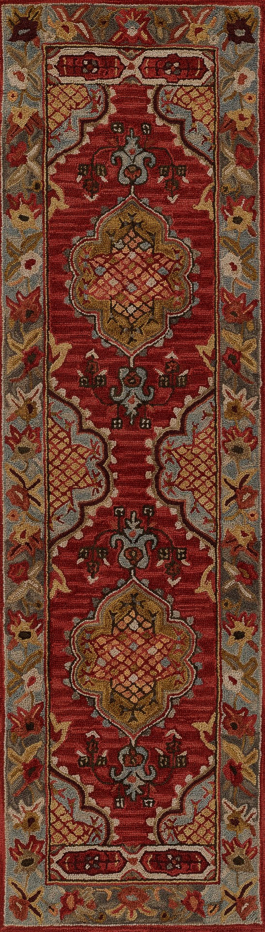 Momeni Tangier TAN21 Hand Tufted Traditional Medallion Indoor Rug Red 9'6" x 13'6"