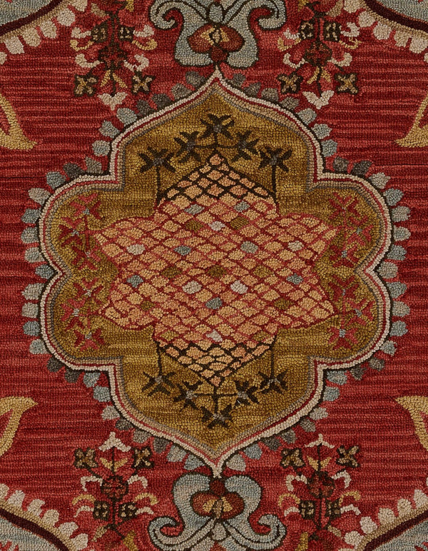 Momeni Tangier TAN21 Hand Tufted Traditional Medallion Indoor Rug Red 9'6" x 13'6"