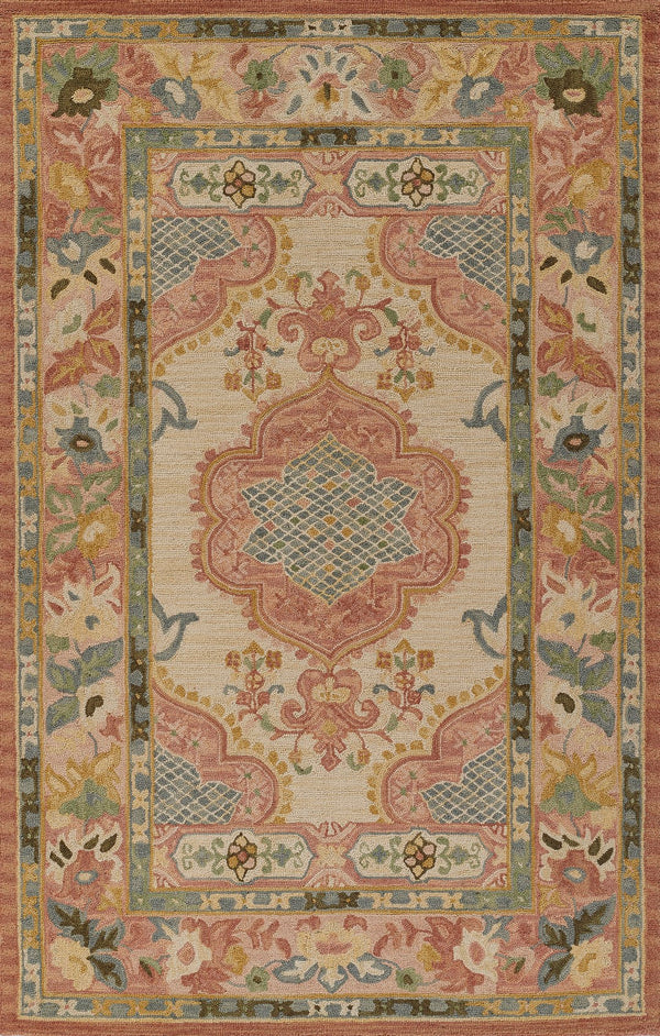 Momeni Tangier TAN21 Hand Tufted Traditional Medallion Indoor Rug Rose 8' x 11'