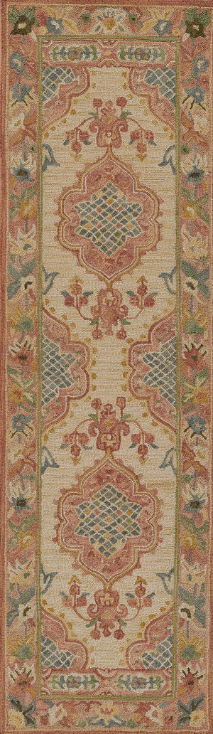 Momeni Tangier TAN21 Hand Tufted Traditional Medallion Indoor Rug Rose 8' x 11'