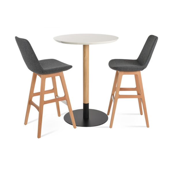 Soho Concept Tango Wood Bar Table In White Lacquer & Walnut - Sleek Matte Stainless Steel Base For Modern Spaces Natural,Black,Dark Grey  Soho-concept-dining-chair-09831