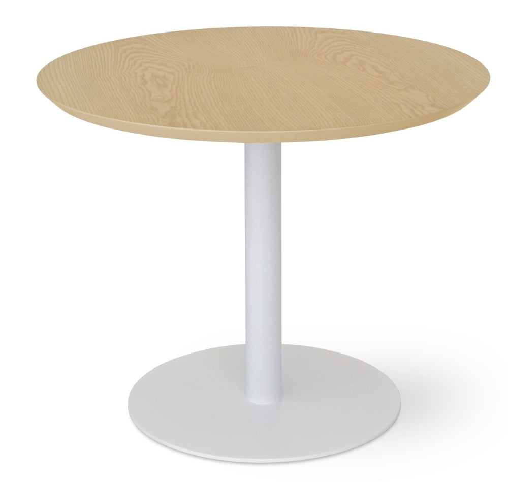 Soho Concept Tango Wood Dining Table: Elegant White Lacquer & Walnut Top, Modern Matte Steel Base, 32" Diameter Silver,White  Soho-concept-dining-chair-13916