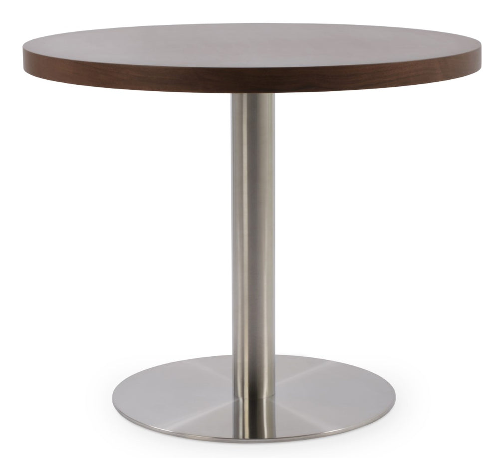 Soho Concept Tango Wood Coffee Table - 36” White Lacquer & Walnut With Brushed Matte Stainless Steel Base Walnut  Soho-concept-dining-chair-13963