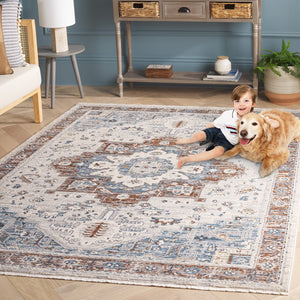 Safavieh Taylor 106B Ivory & Blue Oriental Rug — Power‑Loomed Polyester/Cotton, Stain‑Resistant, Non‑Slip Backing TAY106B-5