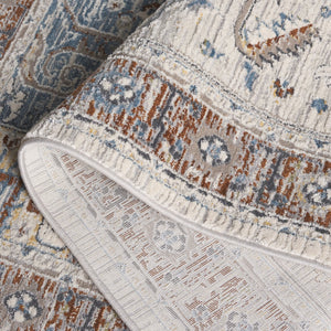 Safavieh Taylor 106B Ivory & Blue Oriental Rug — Power‑Loomed Polyester/Cotton, Stain‑Resistant, Non‑Slip Backing TAY106B-5