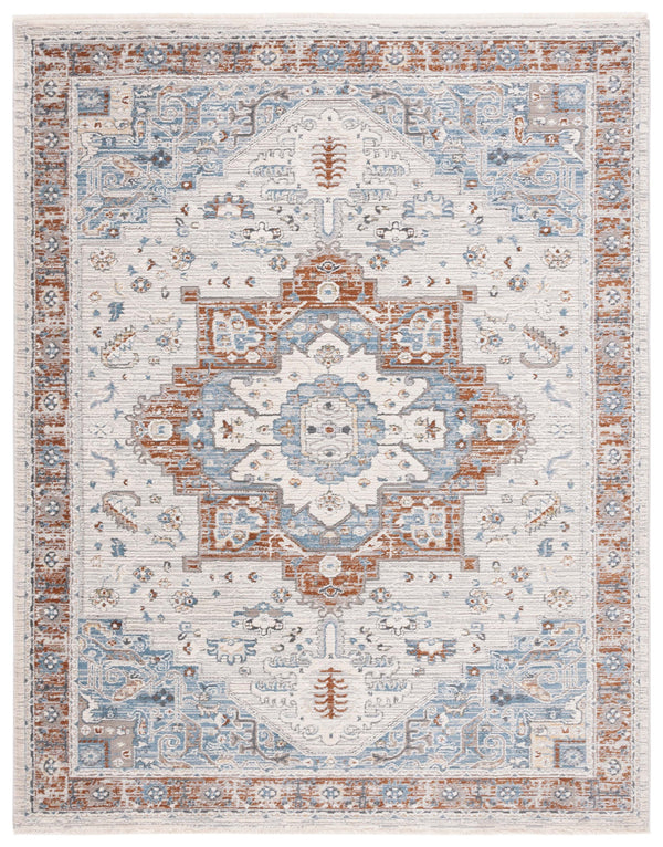 Safavieh Taylor 106B Ivory & Blue Oriental Rug — Power‑Loomed Polyester/Cotton, Stain‑Resistant, Non‑Slip Backing TAY106B-5