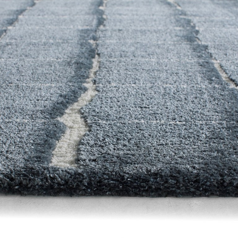 Jaipur Living Jaipur Tazeka-Inspired Kade 18" Swatch — Plush Powerloomed Sample With Cracked-Earth Ivory Veining Blue RSW105401