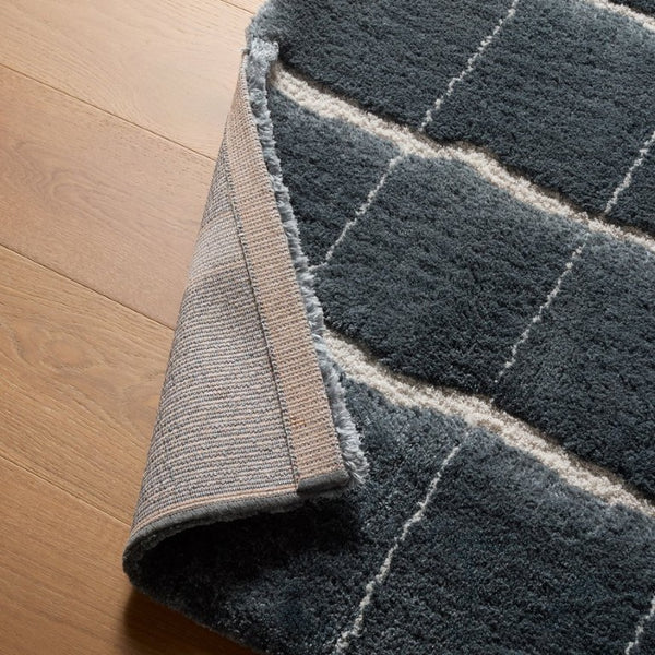 Jaipur Living Jaipur Tazeka-Inspired Kade 18" Swatch — Plush Powerloomed Sample With Cracked-Earth Ivory Veining Blue RSW105401