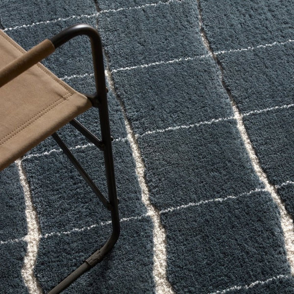Jaipur Living Jaipur Tazeka-Inspired Kade 18" Swatch — Plush Powerloomed Sample With Cracked-Earth Ivory Veining Blue RSW105401