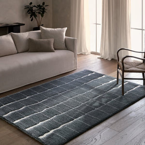 Jaipur Living Jaipur Tazeka-Inspired Kade 18" Swatch — Plush Powerloomed Sample With Cracked-Earth Ivory Veining Blue RSW105401