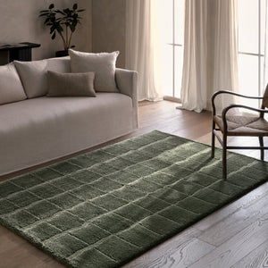 Jaipur Living Jaipur Tazeka-Inspired Kade 18" Swatch — Plush Powerloomed Sample With Cracked-Earth Ivory Veining Green RSW105402