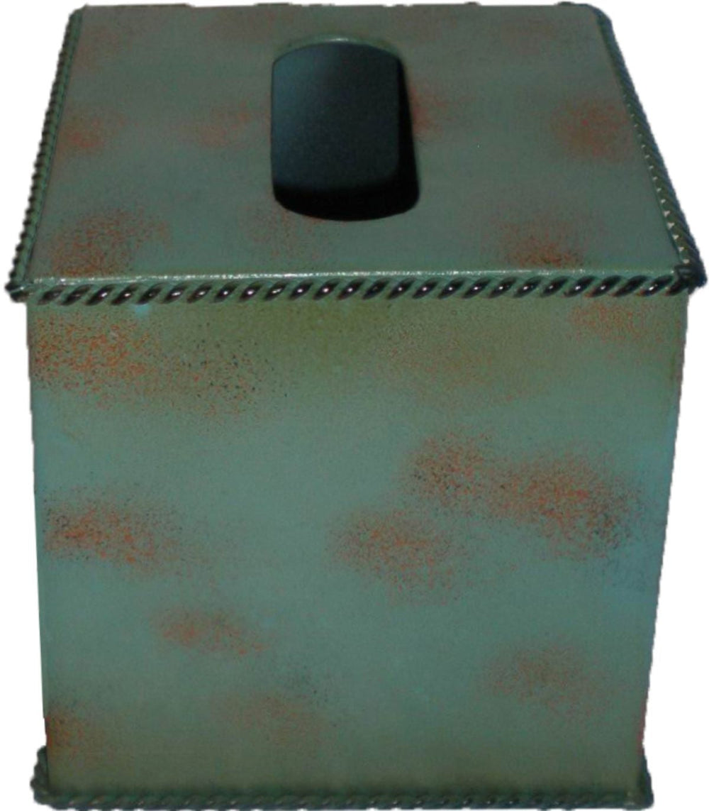 Hiend Accents Turquoise Metal Tissue Box Cover - Rustic Textured Finish For Western Decor & Vibrant Home Accent Turquoise Metal Tb4000