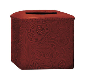 Hiend Accents Savannah Ceramic Tissue Box Cover - Elegant Handcrafted Stoneware With Unique Floral Design Red Ceramic Tb4001-os-rd