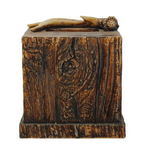 Hiend Accents Antler Rustic Tissue Box Cover - Stunning Tree Bark Design With Detailed Antler Accent For Decor Brown Polyresin Decoration Tb6100