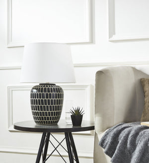 Safavieh AELA, 22-Inch Black Ceramic Table Lamp - Elegant Design for Modern Homes & Cozy Ambiance TBL2000A