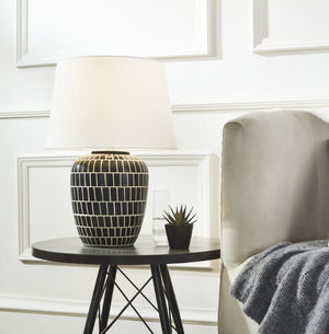 Safavieh AELA, 22-Inch Black Ceramic Table Lamp - Elegant Design for Modern Homes & Cozy Ambiance TBL2000A