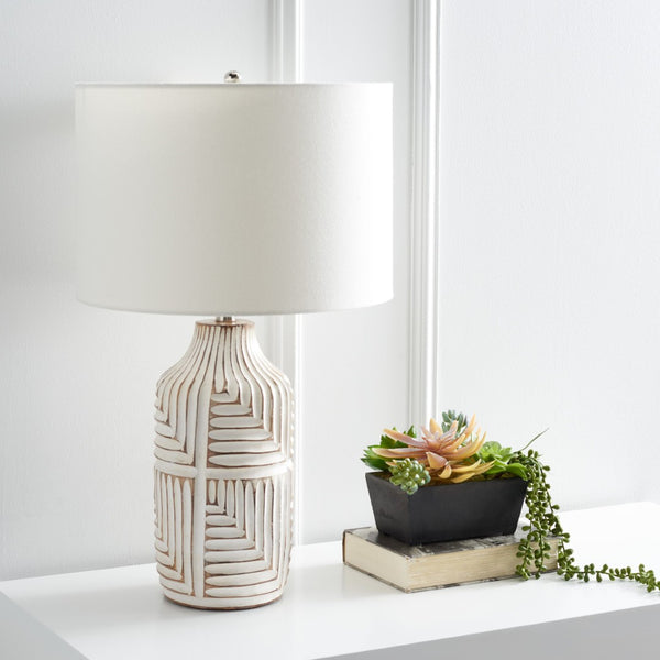 Safavieh DIONE, 26-Inch Ivory Glass Table Lamp - Minimalist Design for Warm Ambient Illumination in Any Room TBL2006A