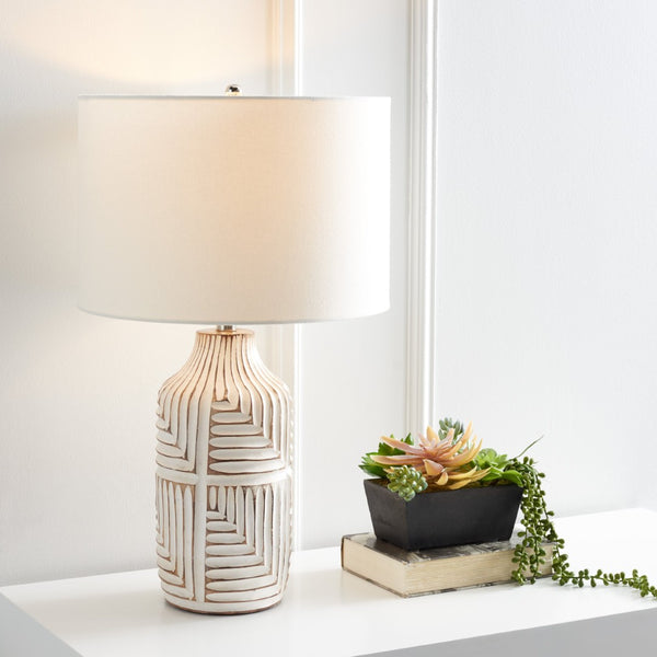 Safavieh DIONE, 26-Inch Ivory Glass Table Lamp - Minimalist Design for Warm Ambient Illumination in Any Room TBL2006A