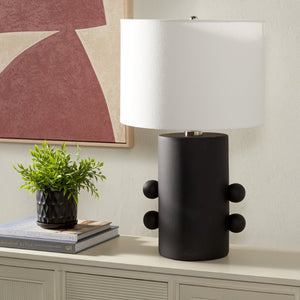 Safavieh NAYEEM, 25-Inch Black Ceramic Table Lamp with Cotton-Linen Shade for Warm, Inviting Ambiance TBL2008A