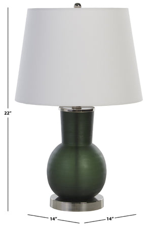Safavieh Nirav, 22 Inch, Dark Green, Glass Table Lamp Off-White Shade 