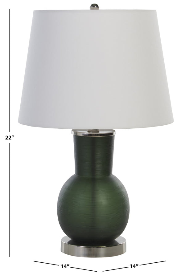 Safavieh Nirav, 22 Inch, Dark Green, Glass Table Lamp Off-White Shade 