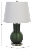 Safavieh Nirav, 22 Inch, Dark Green, Glass Table Lamp Off-White Shade 