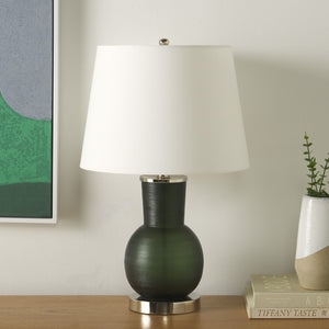 Safavieh Nirav, 22 Inch, Dark Green, Glass Table Lamp Off-White Shade 