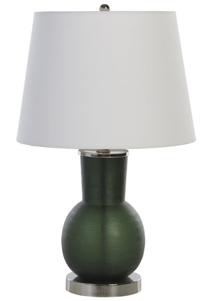 Safavieh Nirav, 22 Inch, Dark Green, Glass Table Lamp Off-White Shade 