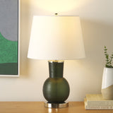 Safavieh Nirav, 22 Inch, Dark Green, Glass Table Lamp Off-White Shade 