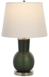 Safavieh Nirav, 22 Inch, Dark Green, Glass Table Lamp Off-White Shade 