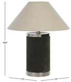 Safavieh Sola, 19.5 Inch, Olive Green, Velvet Table Lamp Off-White Shade 