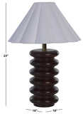 Safavieh Renata, 23 Inch, Walnut, Wood Table Lamp Cream Shade 