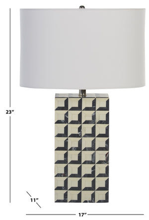 Safavieh Isle, 26 Inch, White/Blue Resin Table Lamp Off-White Shade 