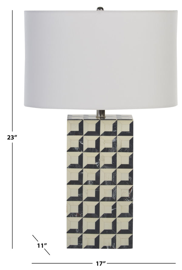 Safavieh Isle, 26 Inch, White/Blue Resin Table Lamp Off-White Shade 