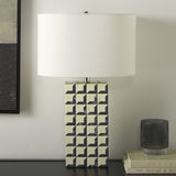 Safavieh Isle, 26 Inch, White/Blue Resin Table Lamp Off-White Shade 