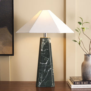 Safavieh Rylan, 25 Inch Black Marble Table Lamp - Elegant Ambient Lighting For Modern & Classic Interiors Green Marble Body ,Fabric Shade Tbl2026a