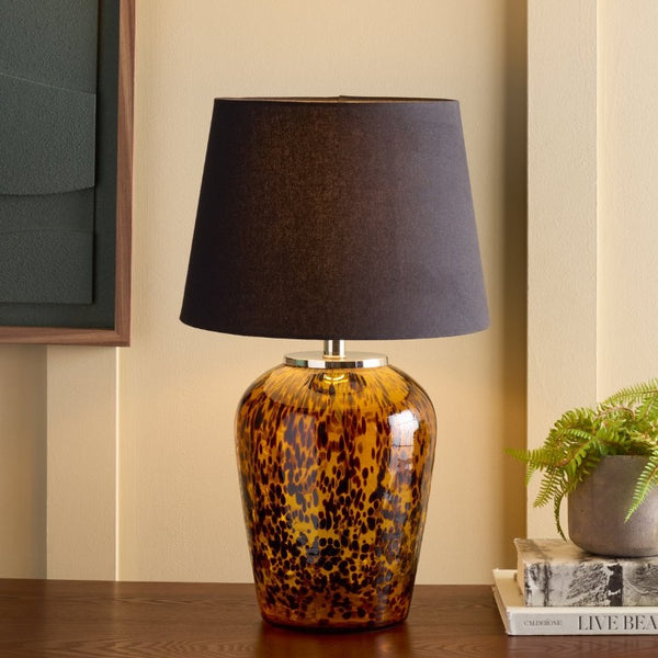 Safavieh Shae, Multicolored Glass Table Lamp with Fabric Shade for Warm Ambient Bedroom Glow TBL2027A